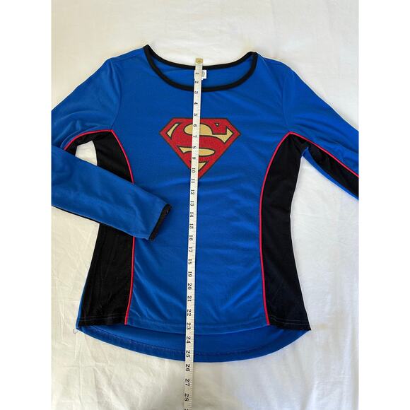 Super Woman Super Hero Blue Jersey Long Sleeves Halloween Costume Size M - Picture 5 of 7